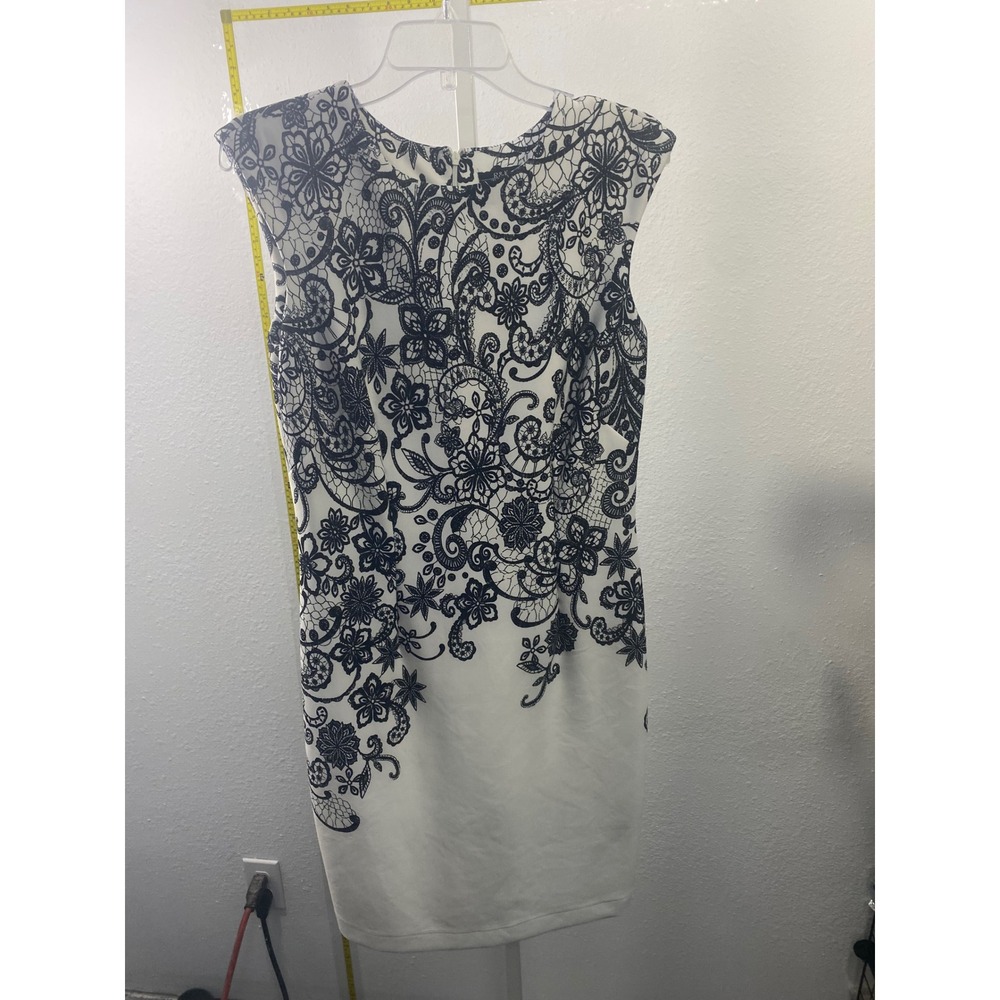 R&K Originals Women Black White Floral Lace Print Sheath Dress Size 10 RN 107608